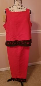 Red and black two piece pants set